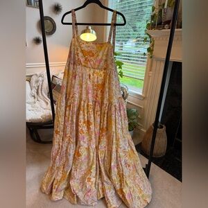 Free People - floral print wavy maxi, sz Med